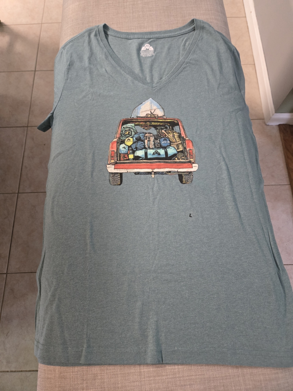 Kids Graphic V-Neck Tee in Seafoam with Adventure Truck